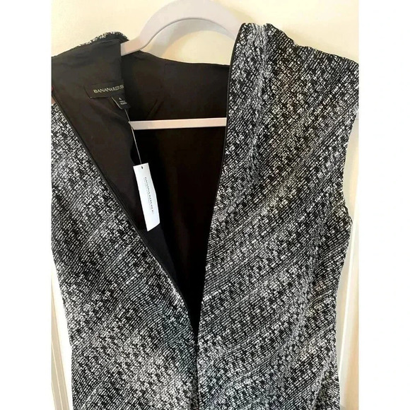 NWT Banana Republic Tweed Black/White Asymmetrical Midi Dress Womens Size 4 NWT - Picture 7 of 9